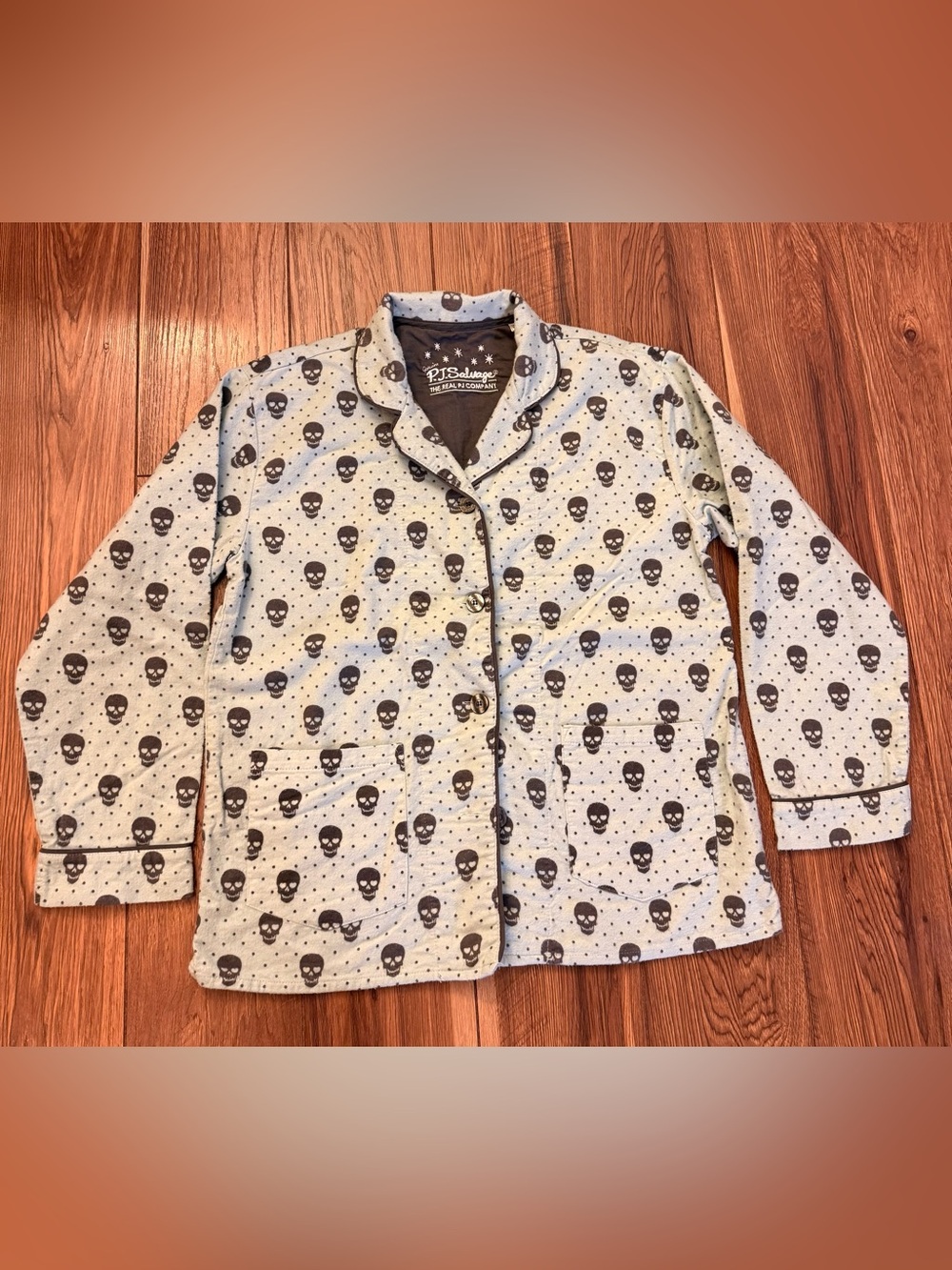 PJ Salvage Gray Skull-Print Shirt Jacket